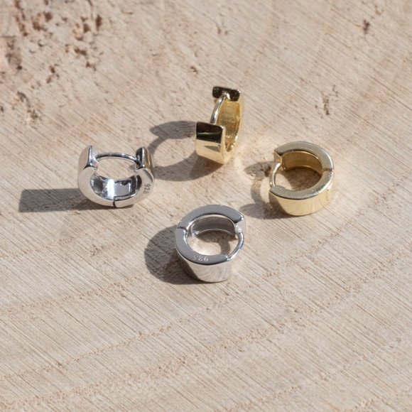 chunky huggie hoop earrings, Huggie hoop earrings, - Picture 7 of 10